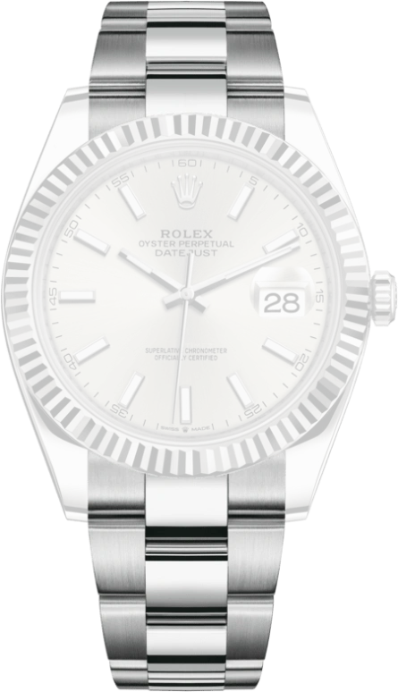 Rolex,Datejust 41 41mm,41mm,White Gold,Stainless Steel,Silver,Automatic,Day,70hours,Luis Suárez,126334,126334-0003
