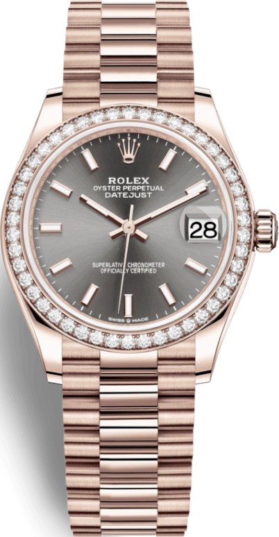 Rolex,Datejust 31 31mm,31mm,Rose Gold,Grey,Automatic,Day,55hours,278285RBR,278285RBR-0021