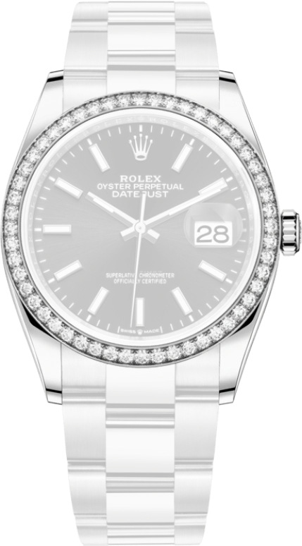 Rolex,Datejust 36 36mm,36mm,White Gold,Stainless Steel,Black,Automatic,Day,70hours,126284RBR,126284RBR-0008