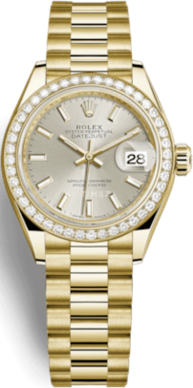 Rolex,Lady-Datejust 28mm,28mm,Yellow Gold,Silver,Automatic,Day,55hours,279138RBR,279138RBR-0005