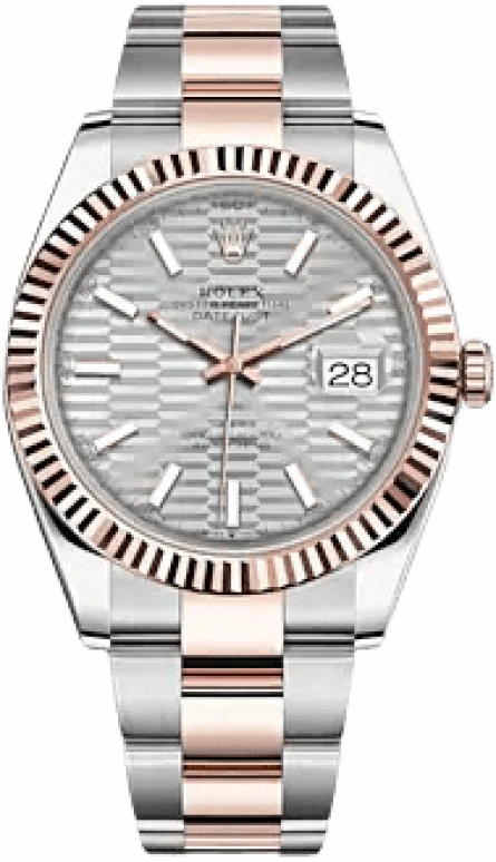 Rolex,Datejust 41 41mm,41mm,Rose Gold,Stainless Steel,Silver,Automatic,Day,70hours,126331,126331-0017