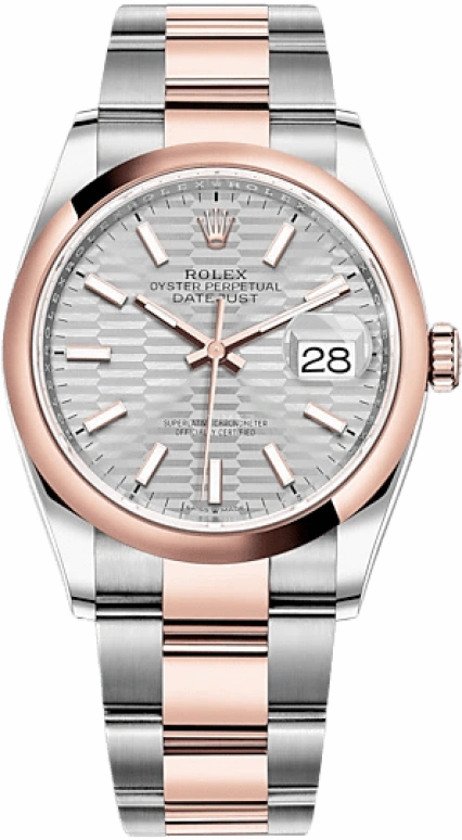 Rolex,Datejust 36 36mm,36mm,Oystersteel,Everose Gold,Silver,Automatic,Day,70hours,126201,126201-0034