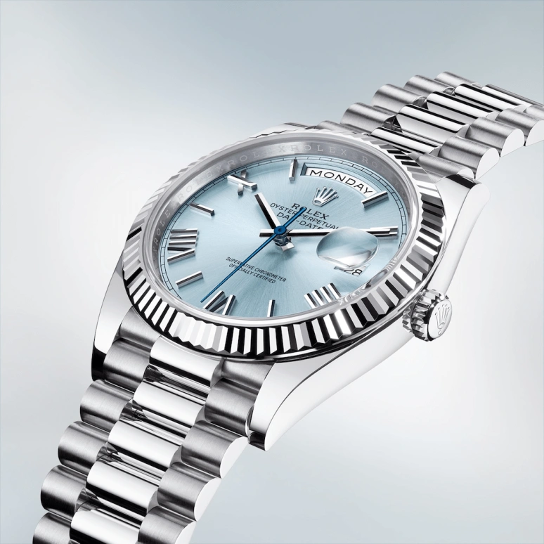 Rolex,Day-Date 40 40mm,40mm,Platinum,Ice Blue,Automatic,Date,Day,228236,228236-0012