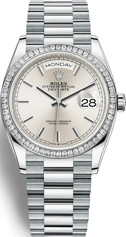Rolex,Day-Date 36 36mm,36mm,Platinum,Silver,Automatic,Date,Day,128396TBR,128396TBR-0004