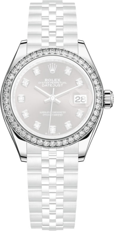 Rolex,Lady-Datejust 28mm,28mm,White Gold,Stainless Steel,Grey,Automatic,Day,55hours,279384RBR,279384RBR-0017