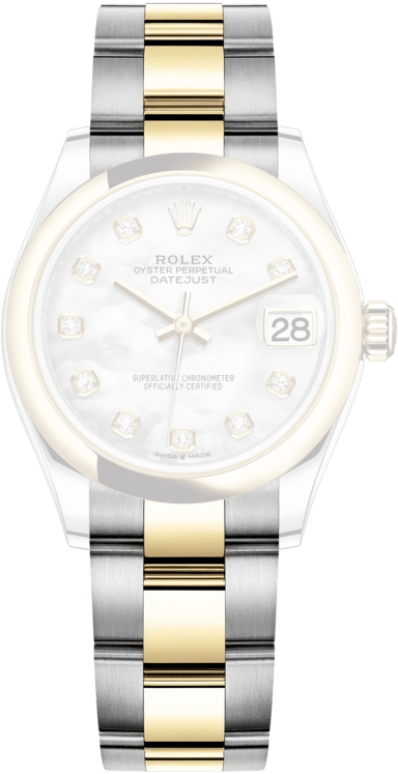 Rolex,Datejust 31 31mm,31mm,Yellow Gold,Stainless Steel,White,Automatic,Day,55hours,278243,278243-0027