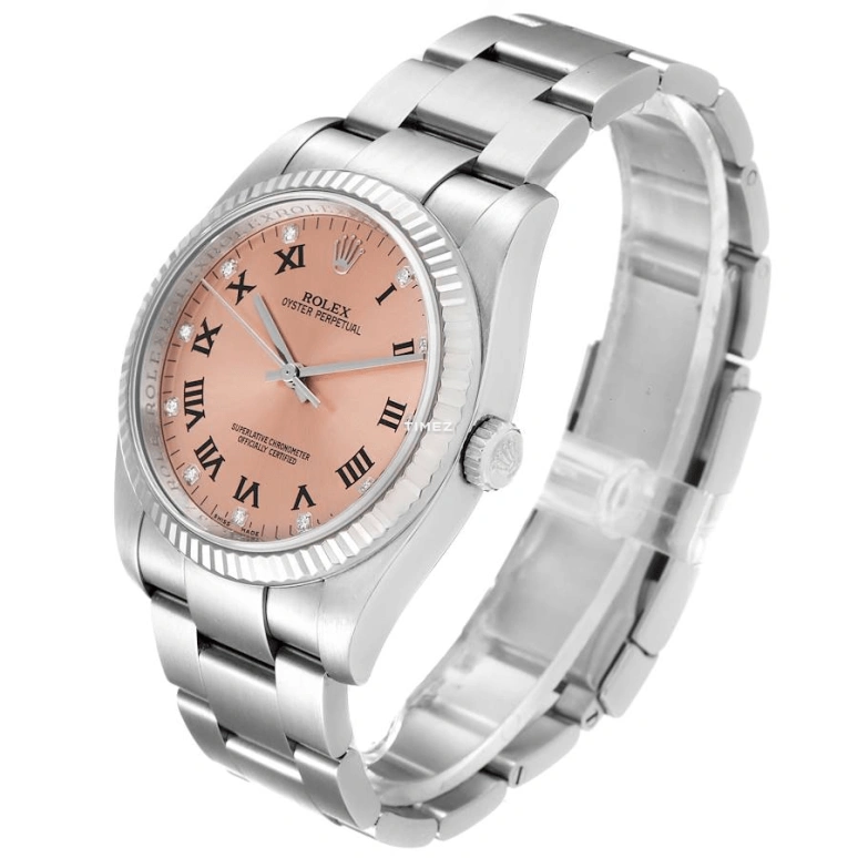 Rolex,Oyster Perpetual 36mm,36mm,White Gold,Oystersteel,Pink,Automatic,48hours,In-house Caliber,116034,116034-0009