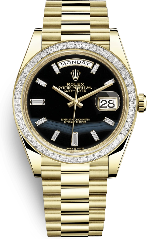 Rolex,Day-Date 40 40mm,40mm,Yellow Gold,Black,Automatic,Date,Day,228398TBR,228398TBR-0038