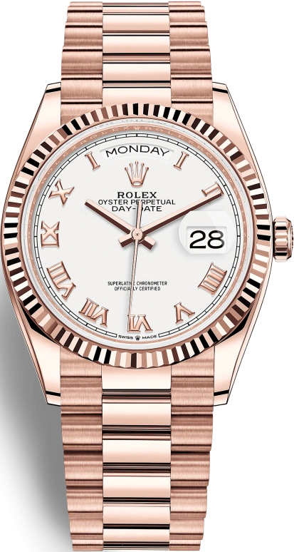 Rolex,Day-Date 36 36mm,36mm,Rose Gold,White,Automatic,Date,Day,128235,128235-0052