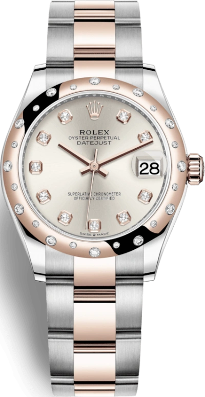 Rolex,Datejust 31 31mm,31mm,Rose Gold,Stainless Steel,Silver,Automatic,Day,55hours,278341RBR,278341RBR-0015