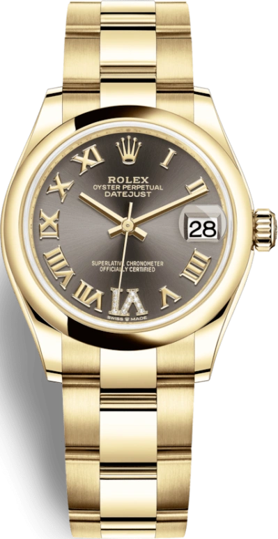 Rolex,Datejust 31 31mm,31mm,Yellow Gold,Grey,Automatic,Day,55hours,278248,278248-0031