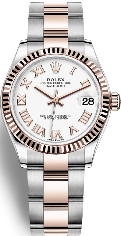 Rolex,Datejust 31 31mm,31mm,Rose Gold,Stainless Steel,White,Automatic,Day,55hours,278271,278271-0001