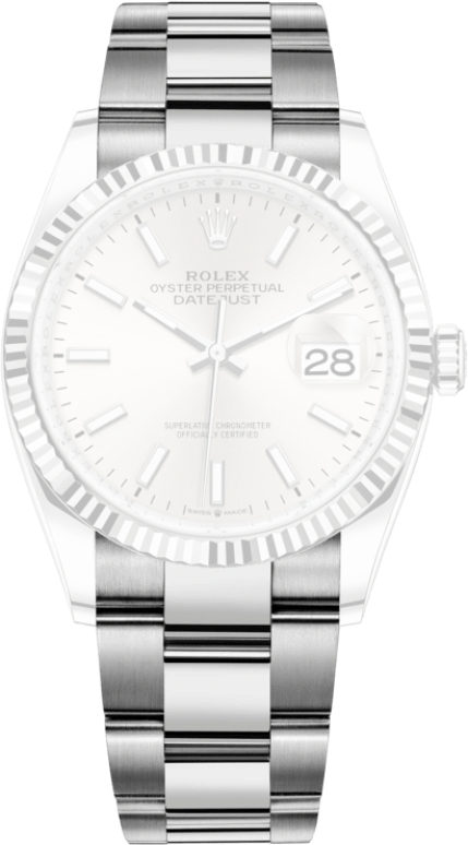 Rolex,Datejust 36 36mm,36mm,White Gold,Stainless Steel,Silver,Automatic,Day,70hours,126234,126234-0014