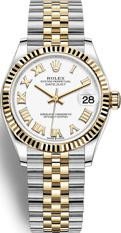 Rolex,Datejust 31 31mm,31mm,Yellow Gold,Stainless Steel,White,Automatic,Day,55hours,278273,278273-0002