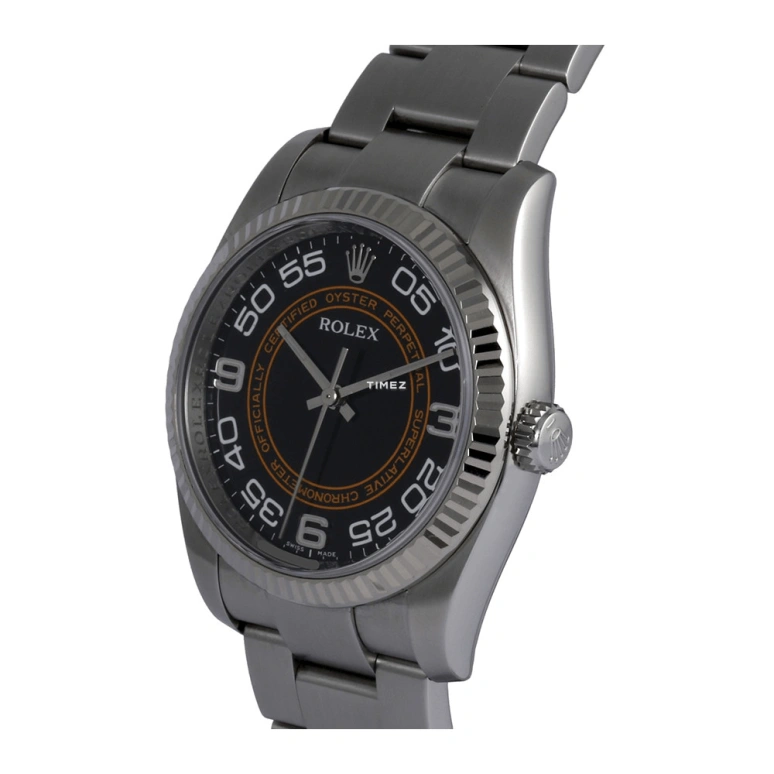 Rolex,Oyster Perpetual 36mm,36mm,White Gold,Stainless Steel,Black,Automatic,48hours,In-house Caliber,116034,116034-0007