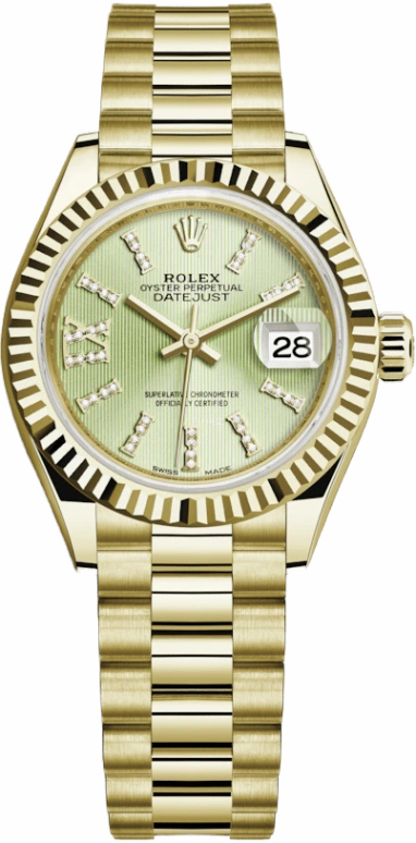Rolex,Lady-Datejust 28mm,28mm,Yellow Gold,Champagne,Automatic,Day,55hours,279178,279178-0007