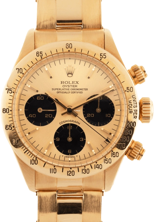 Rolex,Daytona 36mm,36mm,Yellow Gold,Black,Gold,Handwound,Chronograph,48hours,6265,6265-Oyster YG