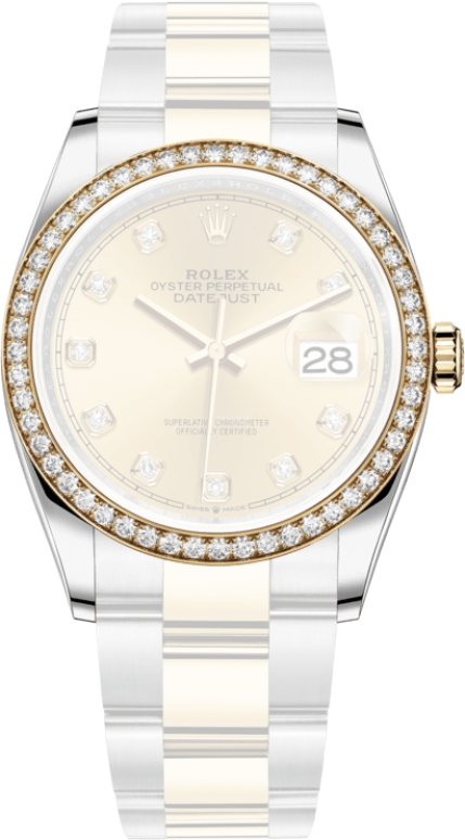 Rolex,Datejust 36 36mm,36mm,Yellow Gold,Stainless Steel,Champagne,Automatic,Day,70hours,126283RBR,126283RBR-0004