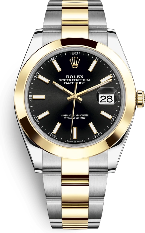 Rolex,Datejust 41 41mm,41mm,Yellow Gold,Stainless Steel,Black,Automatic,Day,70hours,126303,126303-0013