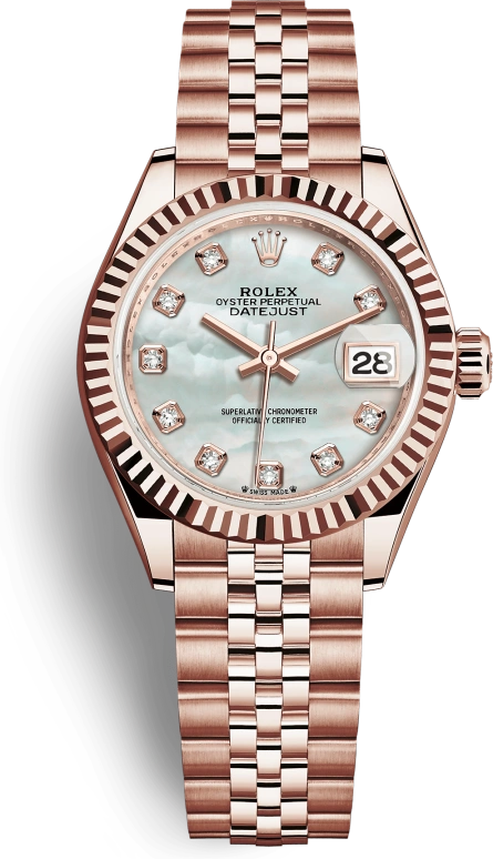 Rolex,Lady-Datejust 28mm,28mm,Everose Gold,White,Automatic,Day,55hours,279175,279175-0018