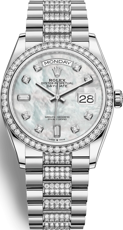 Rolex,Day-Date 36 36mm,36mm,White Gold,White,Automatic,Date,Day,128349RBR,128349RBR-0014