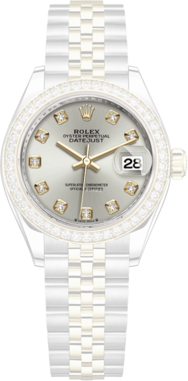 Rolex,Lady-Datejust 28mm,28mm,Yellow Gold,Oystersteel,Silver,Automatic,Day,55hours,279383RBR,279383RBR-0007