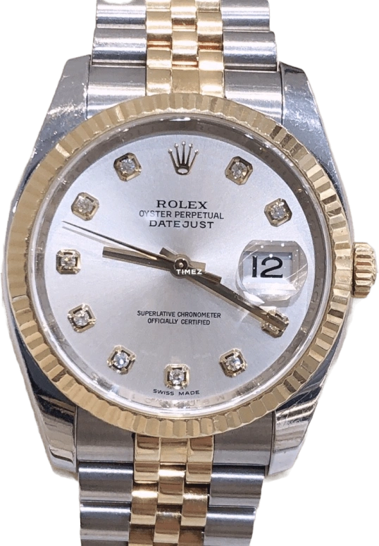 Rolex,Datejust 36 36mm,36mm,Stainless Steel,Yellow Gold,White,Automatic,Day,48hours,116233,116233-G-63203