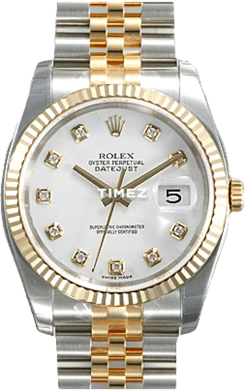 Rolex,Datejust 36 36mm,36mm,Stainless Steel,Yellow Gold,White,Automatic,Day,48hours,116233,116233-G-63203