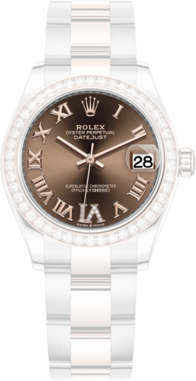 Rolex,Datejust 31 31mm,31mm,Rose Gold,Stainless Steel,Brown,Automatic,Day,55hours,278381RBR,278381RBR-0005