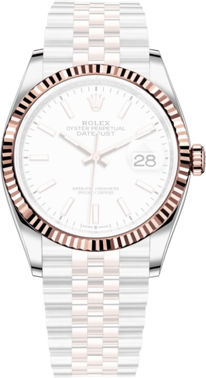 Rolex,Datejust 36 36mm,36mm,Oystersteel,Everose Gold,White,Automatic,Day,70hours,126231,126231-0017