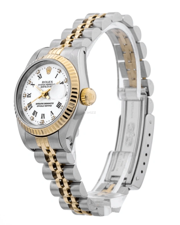 Rolex,Datejust 36 26mm,26mm,Stainless Steel,Yellow Gold,White,Automatic,Day,42hours,69173 Diamond Roman