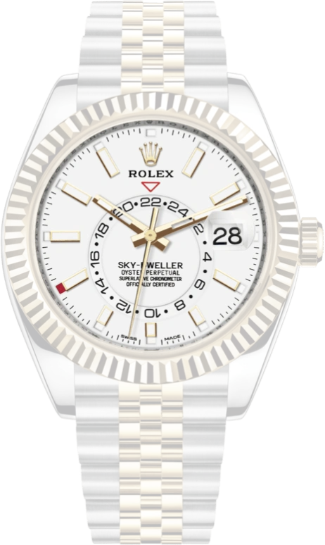 Rolex,Sky-Dweller 42mm,42mm,Yellow Gold,Stainless Steel,White,Automatic,Annual Calendar,Month,Date,326933,326933-0010