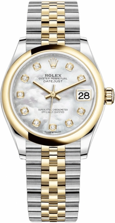 Rolex,Datejust 31 31mm,31mm,Yellow Gold,Stainless Steel,White,Automatic,Day,55hours,278243,278243-0028