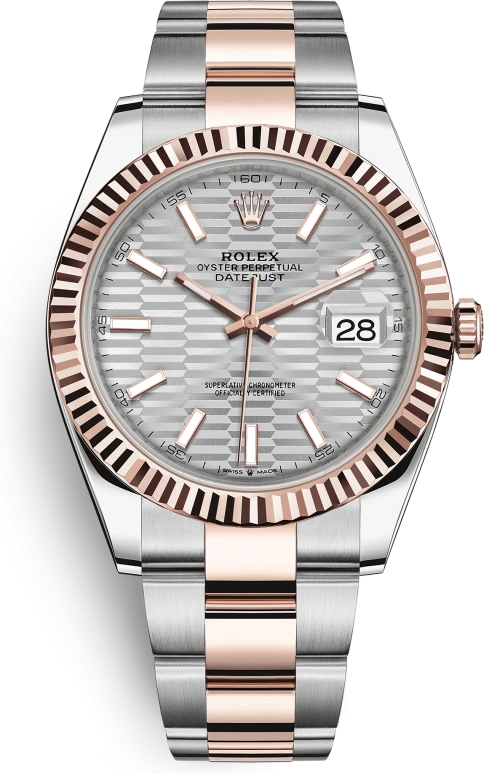 Rolex,Datejust 41 41mm,41mm,Rose Gold,Stainless Steel,Silver,Automatic,Day,70hours,126331,126331-0017