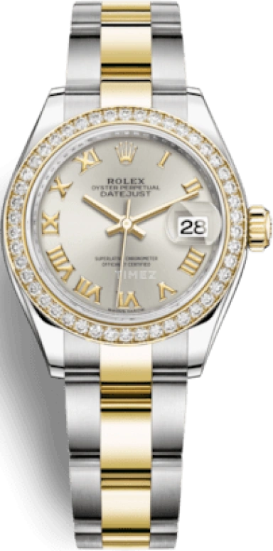 Rolex,Lady-Datejust 28mm,28mm,Yellow Gold,Oystersteel,Silver,Automatic,Day,55hours,279383RBR,279383RBR-0006