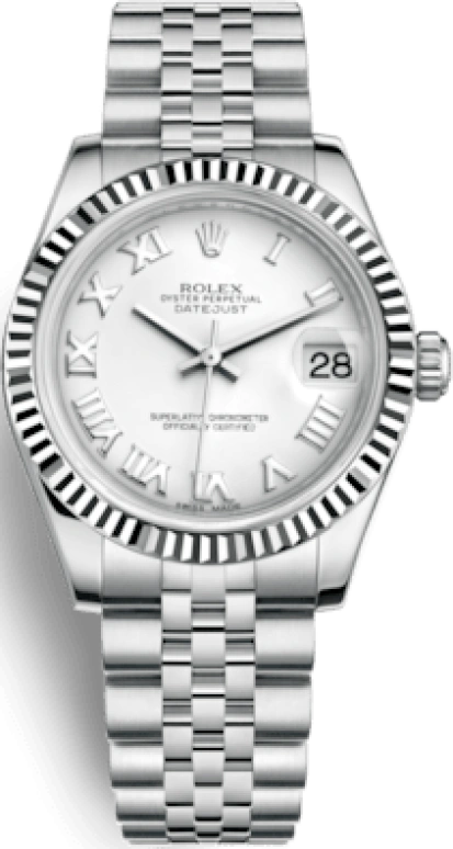 Rolex,Datejust 31 31mm,31mm,White Gold,Stainless Steel,White,Automatic,Day,48hours,178274,178274-0073