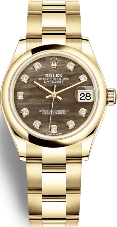 Rolex,Datejust 31 31mm,31mm,Yellow Gold,Black,Automatic,Day,55hours,278248,278248-0037