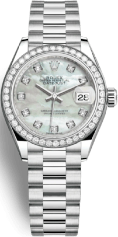 Rolex,Lady-Datejust 28mm,28mm,Platinum,White,Automatic,Day,55hours,279136RBR,279136RBR-0008