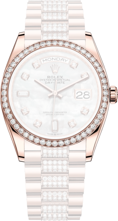 Rolex,Day-Date 36 36mm,36mm,Rose Gold,White,Automatic,Date,Day,128345RBR,128345RBR-0030