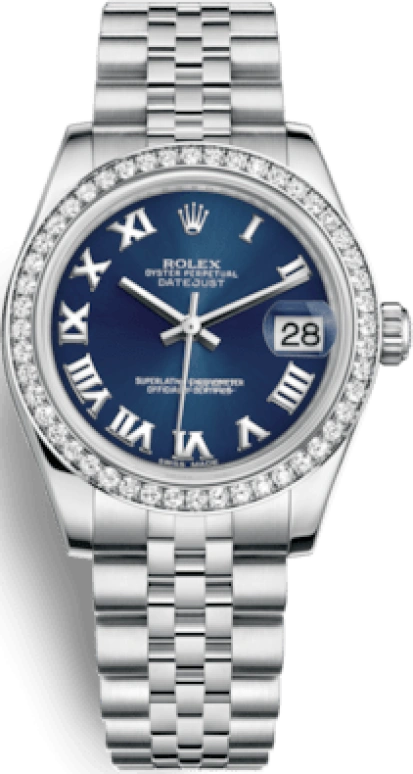 Rolex,Datejust 31 31mm,31mm,White Gold,Stainless Steel,Blue,Automatic,Day,48hours,178384,178384-0038