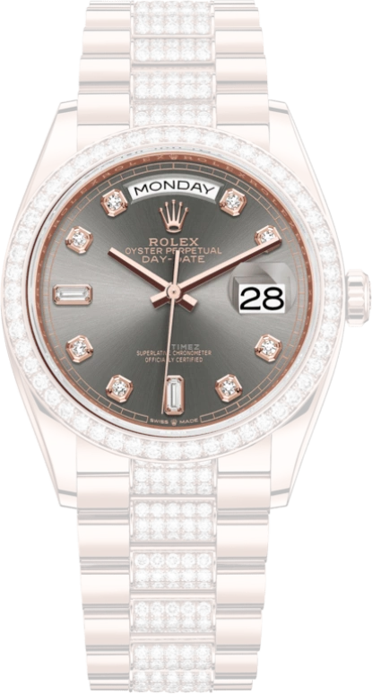 Rolex,Day-Date 36 36mm,36mm,Rose Gold,Grey,Automatic,Date,Day,128345RBR,128345RBR-0053