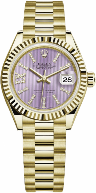 Rolex,Lady-Datejust 28mm,28mm,Yellow Gold,Purple,Automatic,Day,55hours,279178,279178-0011