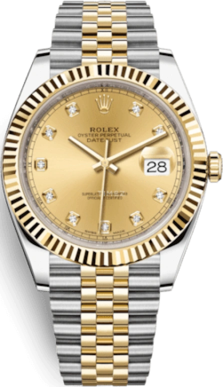 Rolex,Datejust 41 41mm,41mm,Yellow Gold,Stainless Steel,Champagne,Automatic,Day,70hours,126333,126333-0012
