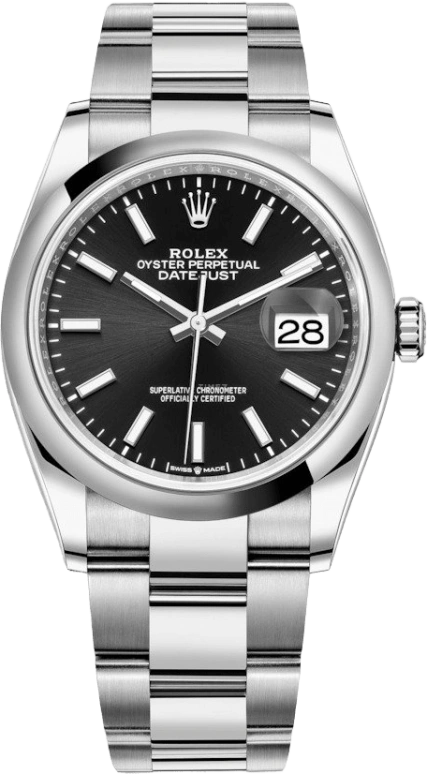 Rolex,Datejust 36 36mm,36mm,Oystersteel,Black,Automatic,Day,70hours,126200,126200-0004