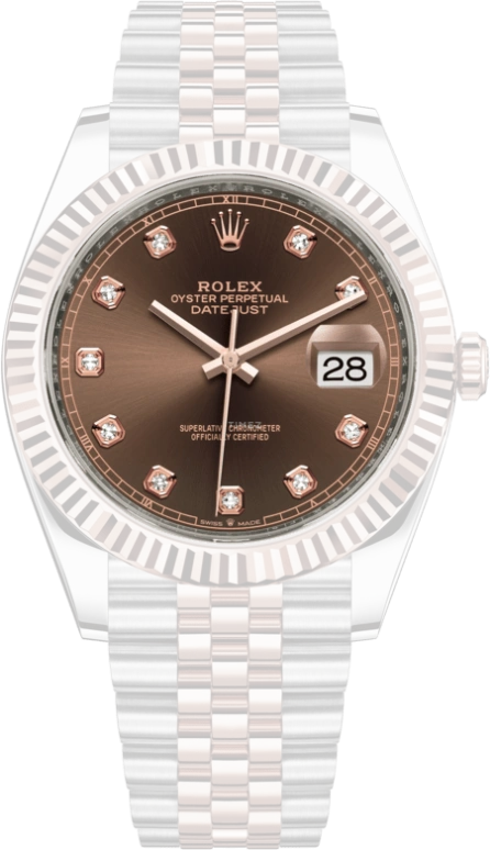 Rolex,Datejust 41 41mm,41mm,Rose Gold,Stainless Steel,Brown,Automatic,Day,70hours,126331,126331-0004