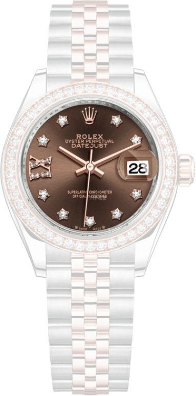Rolex,Lady-Datejust 28mm,28mm,Rose Gold,Stainless Steel,Brown,Automatic,Day,55hours,279381RBR,279381RBR-0003