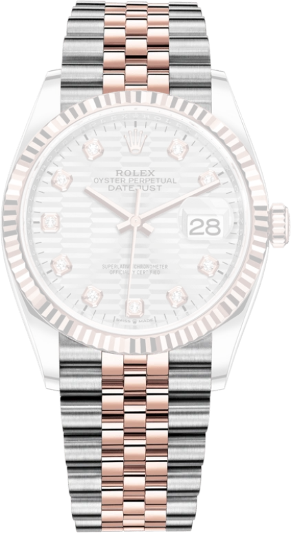 Rolex,Datejust 36 36mm,36mm,Rose Gold,Stainless Steel,Silver,Automatic,Day,70hours,126231,126231-0039