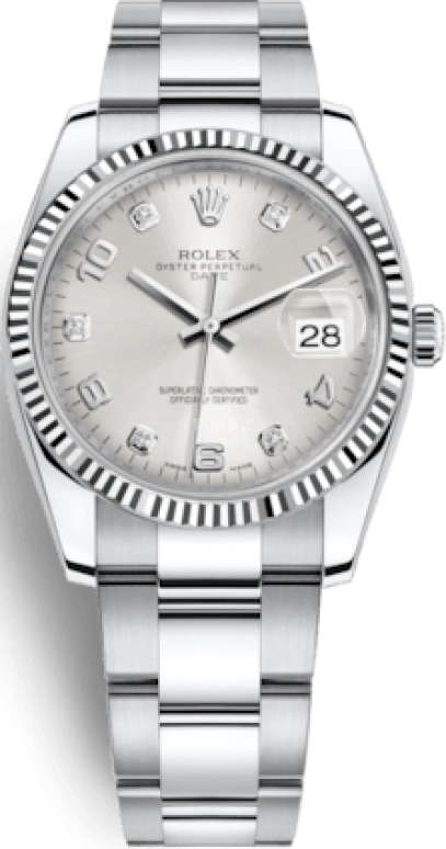 Rolex,Date 34mm,34mm,Stainless Steel,Silver,Automatic,Day,48hours,115234,115234-0012
