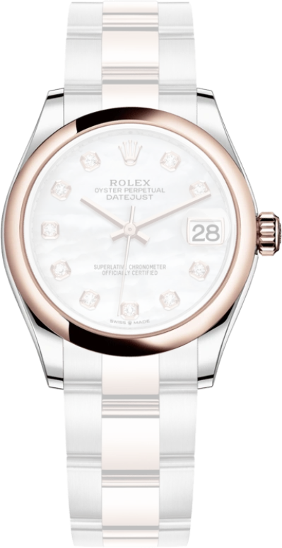 Rolex,Datejust 31 31mm,31mm,Rose Gold,Stainless Steel,White,Automatic,Day,55hours,278241,278241-0025