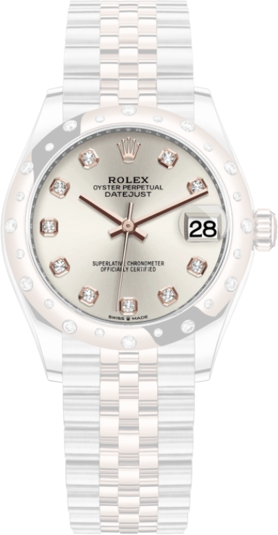 Rolex,Datejust 31 31mm,31mm,Rose Gold,Stainless Steel,Silver,Automatic,Day,55hours,278341RBR,278341RBR-0016